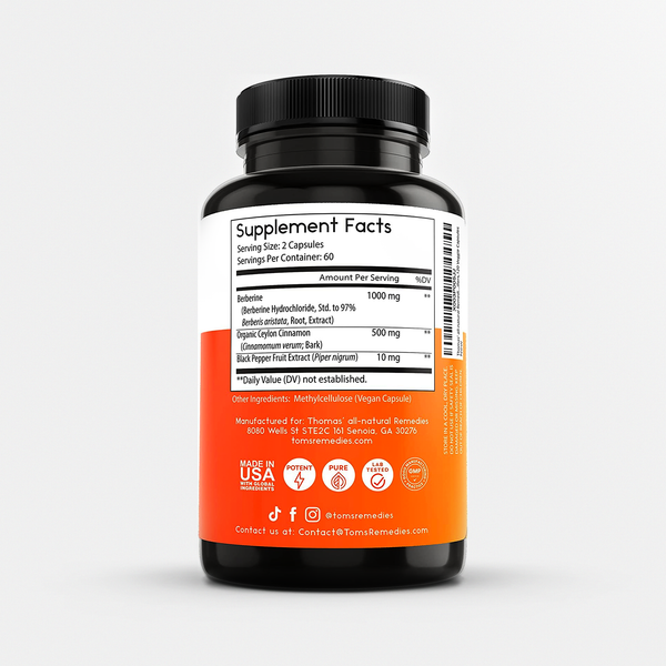Berberine (120 Capsules) Thomas' allnatural Remedies